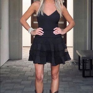 Black mini dress. Fit and flare.